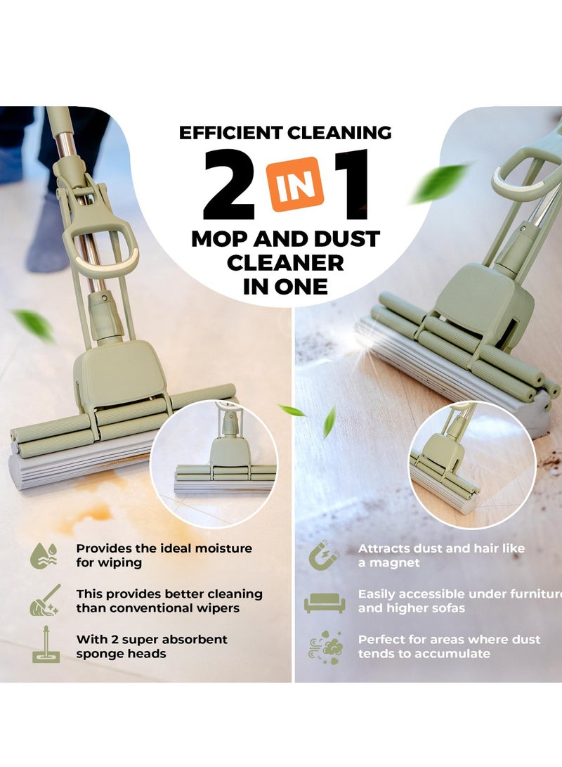 Zalcoon Magic PVA Quadruple Rollers Sponge Mop, Super Absorbent Foam Sponge Mop | Long Handle, Quick Release Mop-head | Household Cleaning Tool for Hardwood, Multi-Surface Hard Floors (Pack of 1) - Image 4